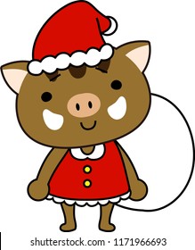 Cute Boar's Santa Claus emotional expression