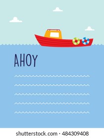 cute boat ahoy greeting card
