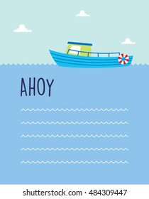 cute boat ahoy greeting card