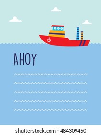 cute boat ahoy greeting card