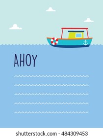 cute boat ahoy greeting card