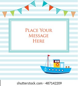 cute boat part message card