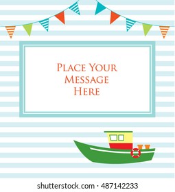 cute boat part message card