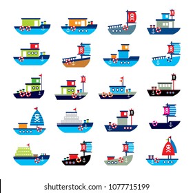 ilustración vectorial de embarcación linda