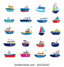 Cute Boat Ship Vector Illustration