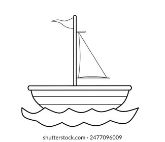 Cute boat sketch, with unique images and designs