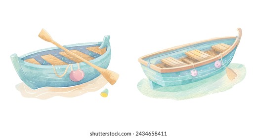 cute boat watercolour vector illustration