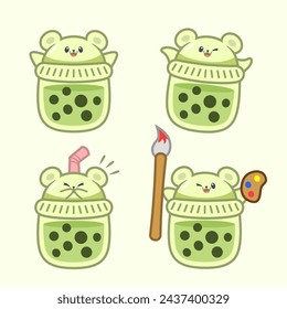 Cute Boba Cartoon Character Illustration