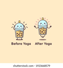 Cute Boba Tea Before After Yoga