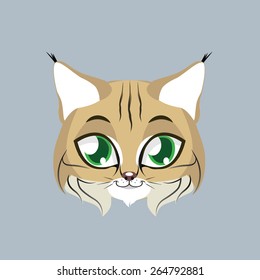 Cute bobcat avatar with flat colors