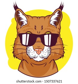 cute bobcat avatar with yellow background
