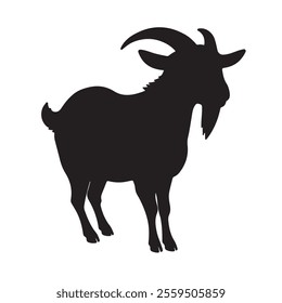 Cute Boer Goat Silhouette Isolated On White Background, Icon Vector Illustration Design.

