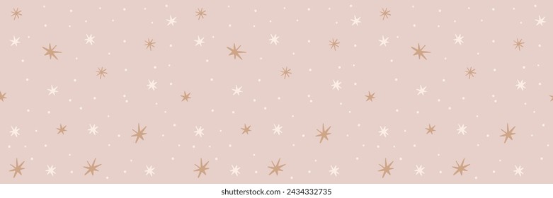 Cute bohemian baby seamless pattern with stars. Vector pattern in boho style in warm pastel colors. Background illustration for the childrens room, postcards, baby parties