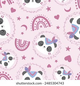 Cute boho animals seamless pattern