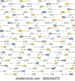 Las flechas de boho son un adorno impecable. Diseño de navajo étnico. Tema indígena indio. Ilustración de flechas bohemias. Cuadros de papel textil para niños. Objetos de armas.