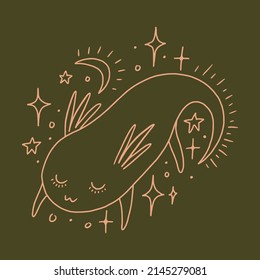 Cute boho baby girl magic cartoon salamander axolotl vector illustration. Funny ambystomidae.