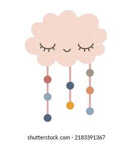 Cute boho cloud. Print for nursery decor. Scandinavian style kids room decoration. Vector illustration