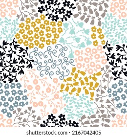 Cute boho floral sin costuras con flor primaveral. Ilustración de flores antiguas. Plantilla para impresiones de moda.
