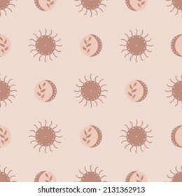 Cute boho moon seamless pattern. Creative childish print for fabric, wrapping, textile, wallpaper, apparel. Vector digital paper.
