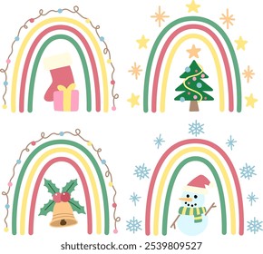 Cute boho rainbow christmas theme