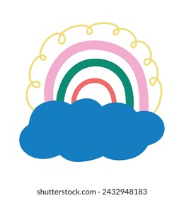 Cute boho rainbow. Cliparts for baby room, greeting cards, kids and baby t-shirts and wear