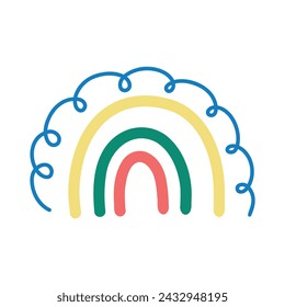Cute boho rainbow. Cliparts for baby room, greeting cards, kids and baby t-shirts and wear