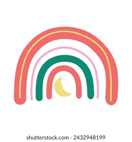 Cute boho rainbow. Cliparts for baby room, greeting cards, kids and baby t-shirts and wear
