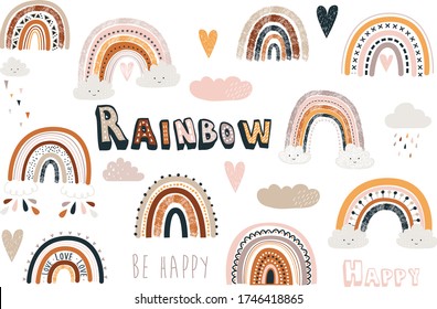 Cute Boho Rainbow Collection Set Stock Vector (Royalty Free) 1746418865 ...