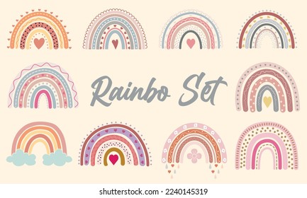 Cute Boho Rainbow Cricut. Rainbow Set fully editable vector file