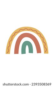 Cute boho Regenbogenelemente. Dekoratives Element in neutralen, pastellfarbenen Farben für Kindergartendesign. Boho Regenbogendesign-Element