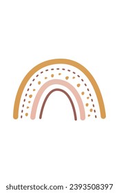 Cute boho rainbow elements. Decorative element of neutral, pastel colors for nursery design. Boho rainbow design element