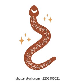 Cute boho snake vector illustration isolated on white background. Celestial Svg cut file