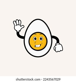 Cute boiled egg cartoon mascot character. Food mascot style illustration concept