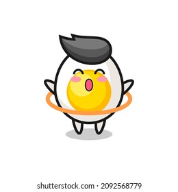 cute boiled egg cartoon is playing hula hoop , cute style design for t shirt, sticker, logo element
