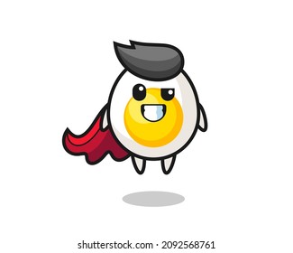 the cute boiled egg character as a flying superhero , cute style design for t shirt, sticker, logo element