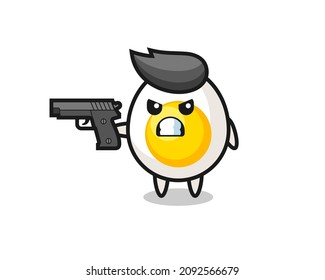 the cute boiled egg character shoot with a gun , cute style design for t shirt, sticker, logo element