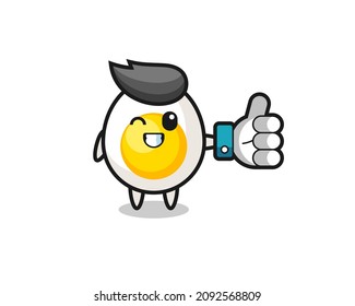 cute boiled egg hold social media share symbol , cute style design for t shirt, sticker, logo element