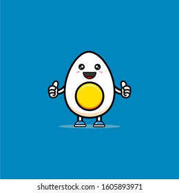 CUTE BOILED EGG MASCOT VECTOR DESIGN