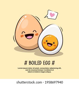 Cute Boiled Eggs Cartoon Illustration