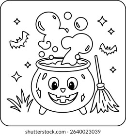 Cute Boiling Cauldron Coloring Page