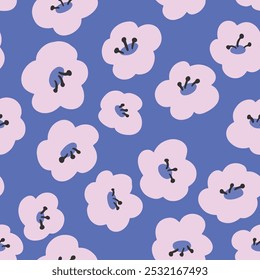 Vetor floral de negrito bonito padrão sem costura. Perfeito para tecido, papel de parede e projetos infantis. 
