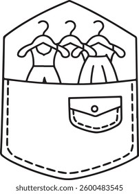 Cute Bold Outline Coloring Page – Pocket with Toys, Stuffed Animals, and Bedding – Fun and Easy Printable for Kids and Adults