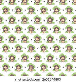 Cute Bold Sitting Lions with Big Manes Pattern. Seamless vector pattern featuring cartoon male lions with large manes, perfect for textiles, wallpapers, kid products, and animal-themed decor.