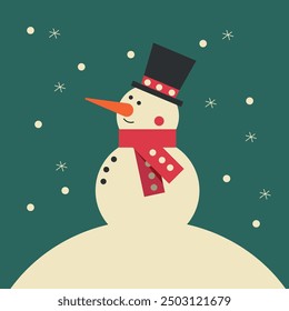 Cute and bold snowman with muffler and hat