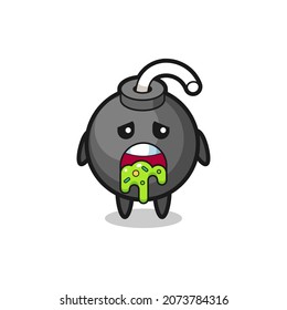el lindo personaje de bomba con puke , diseño de estilo lindo para camiseta, pegatina, elemento logo