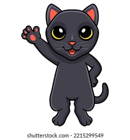 Cute bombay cat cartoon waving hand