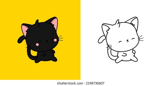 Cute Bombay Cat Clipart for Coloring Page and Illustration. Happy Clip Art Kitten. Vector Illustration of a Kawaii Animal for Stickers, Prints for Clothes, Baby Shower, Coloring Pages.
