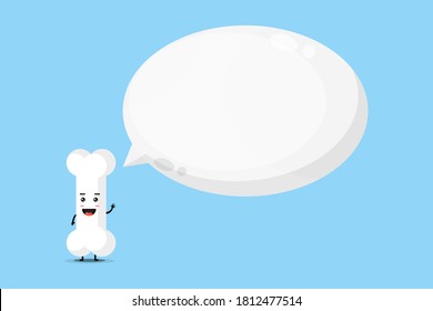 Cute bone mascot with bubble speech