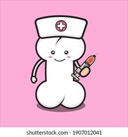 cute bone mascot as a nurse, cute bone mascot character vector eps 10 on white background