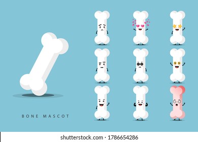 Cute bone mascot set vector